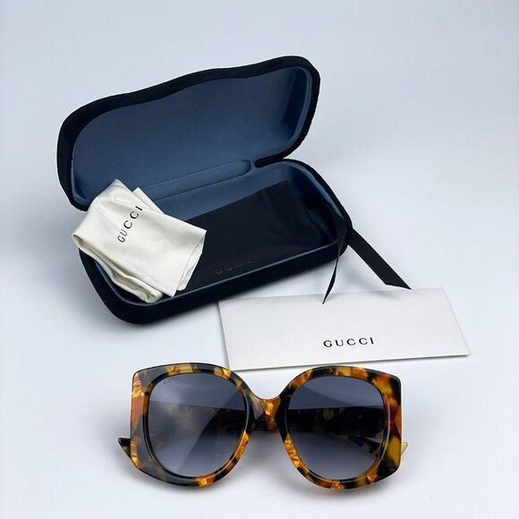 NEW Gucci GG1257S 004 Havana Gradient Blue Butterfly Oversized Women Sunglasses - Picture 12 of 13